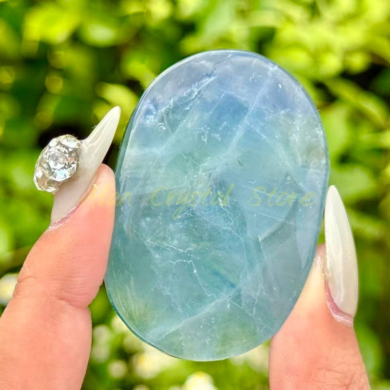 Natural Blue fluorite Palm Stone.