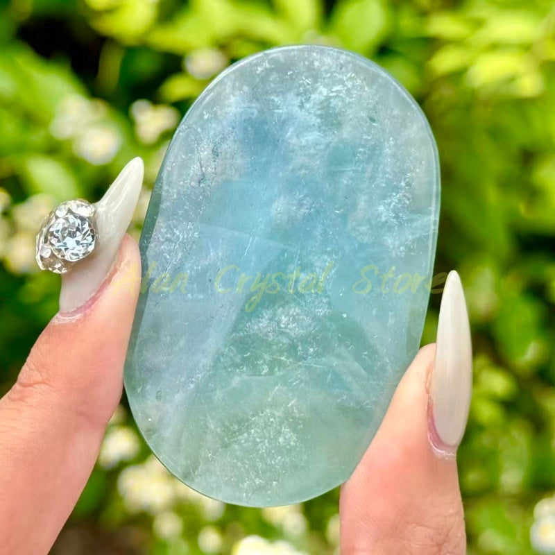 Natural Blue fluorite Palm Stone.