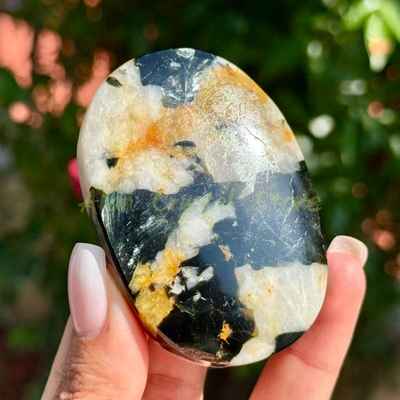 Yellow Tourmaline Mica Palm Stone