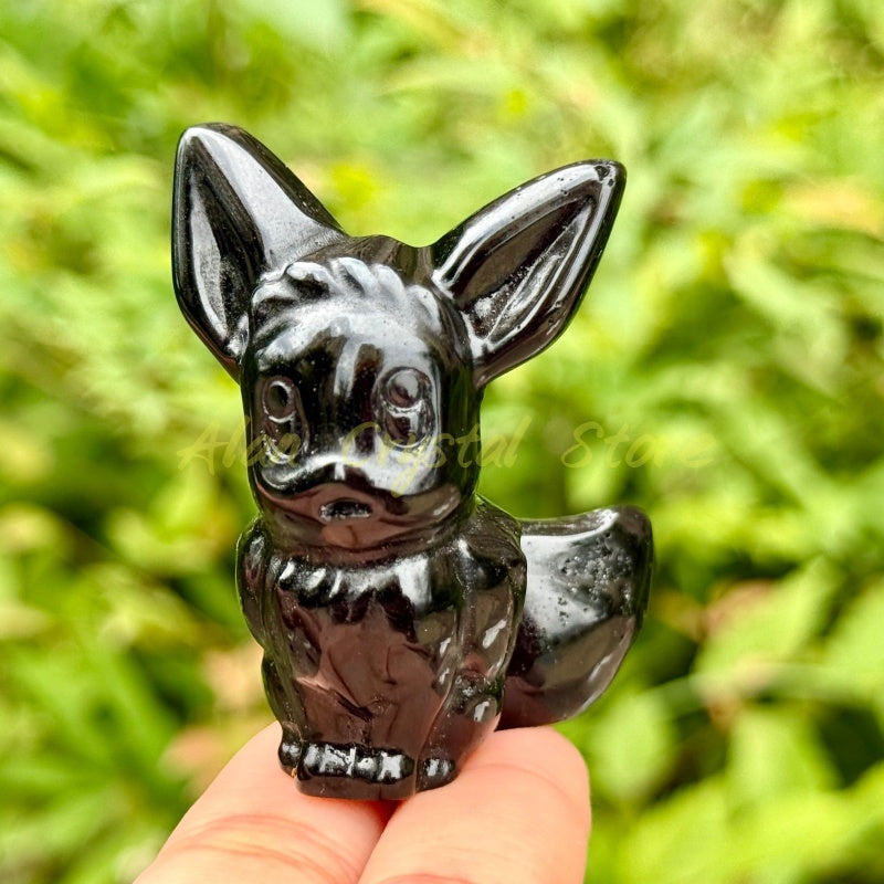 Natural Obsidian Eevee,Pokemon Carving.1PC