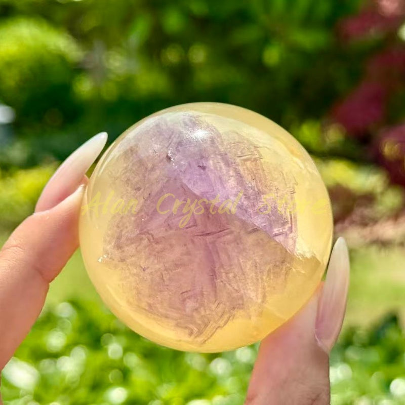 Rainbow Yellow Fluorite Sphere