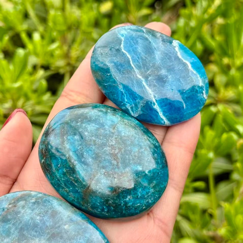 Natural Blue Apatite palm stone.1PC