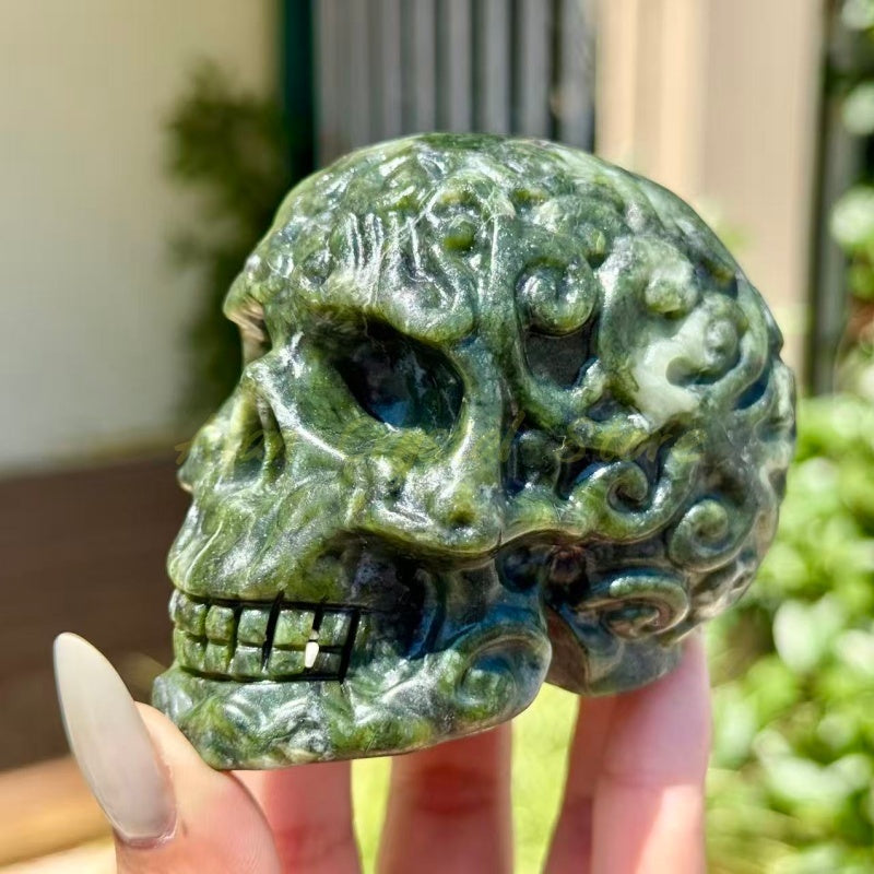 Green Jade Skull Carving