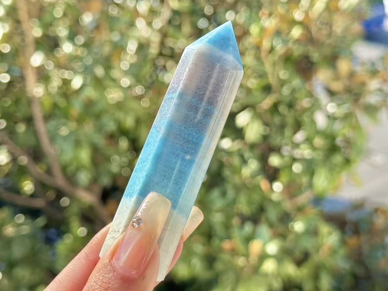 Natural Trolleite Hnad Carved Obelisk,Crystal Quartz Tower.