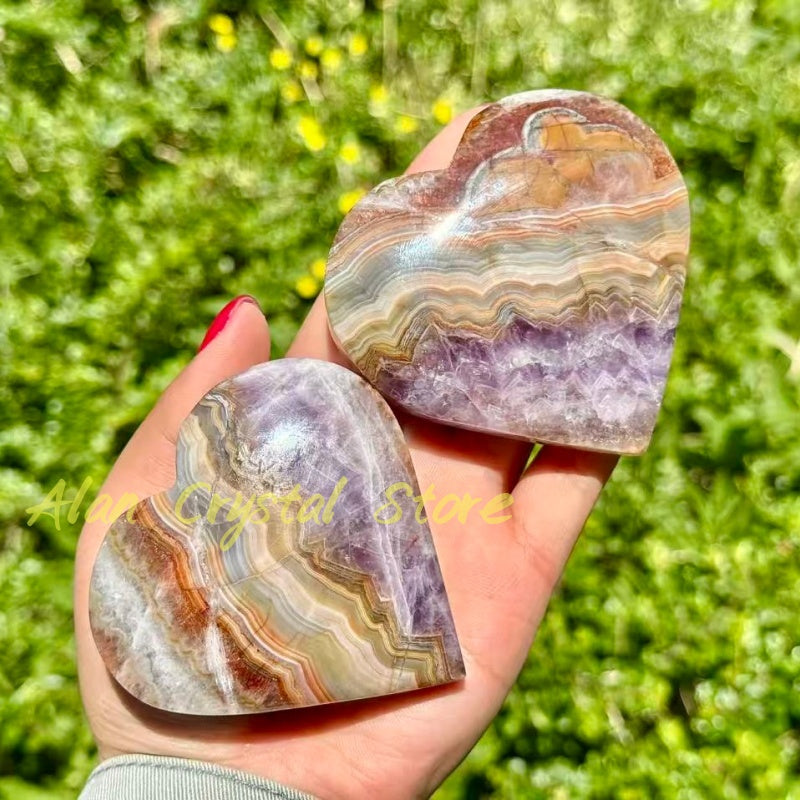 Natural Amethyst agate Heart.1PC