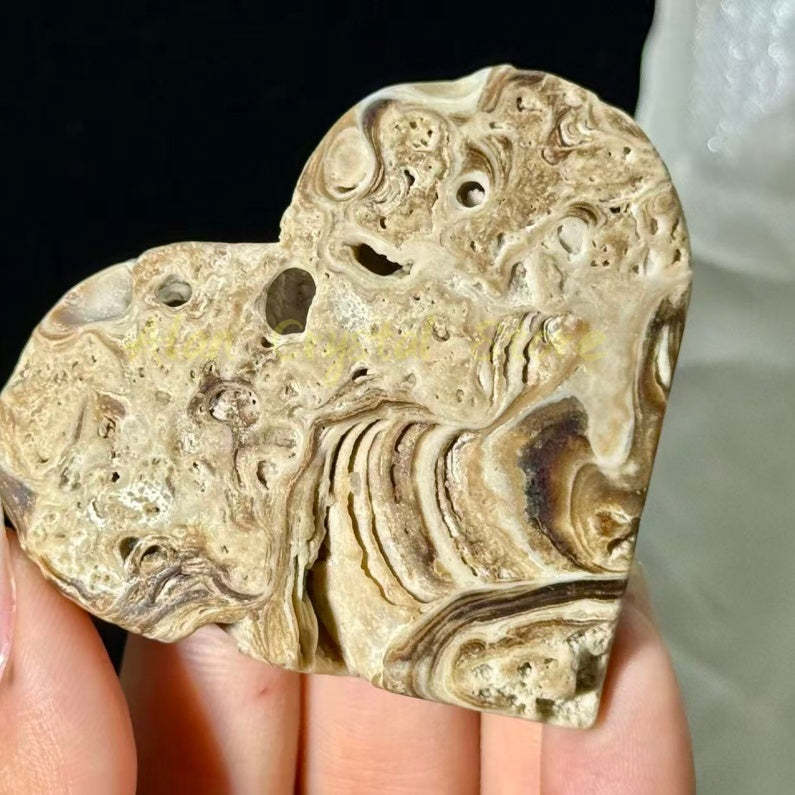 Amber Calcite Heart