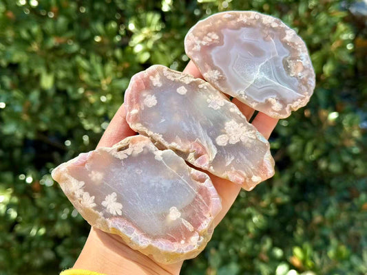 Natural Sakura Agate Slice,Crystal Quartz Slice.