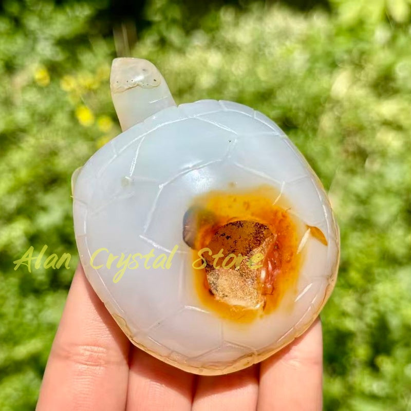 3" Natural Agate Geode Turtle.