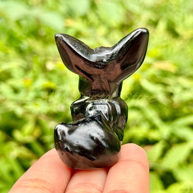 Natural Obsidian Eevee,Pokemon Carving.1PC