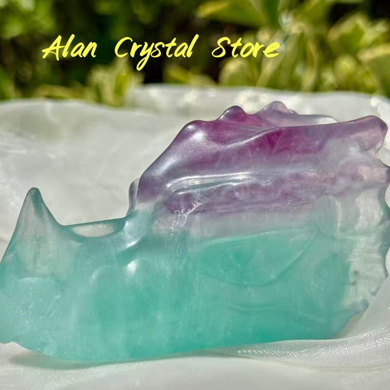 Fluorite Dragon Head Big Carving