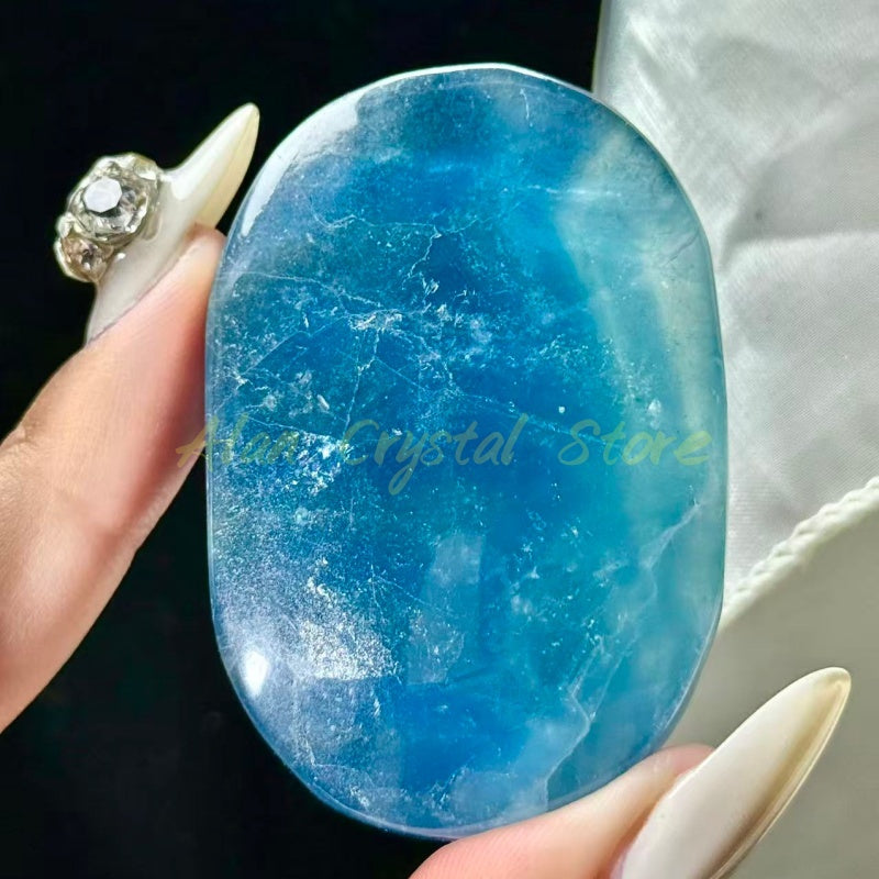 Natural Blue fluorite Palm Stone.