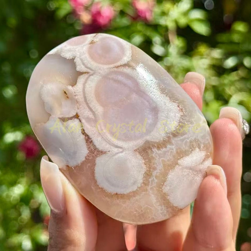 Cherry Blossom Agate Palm Stone
