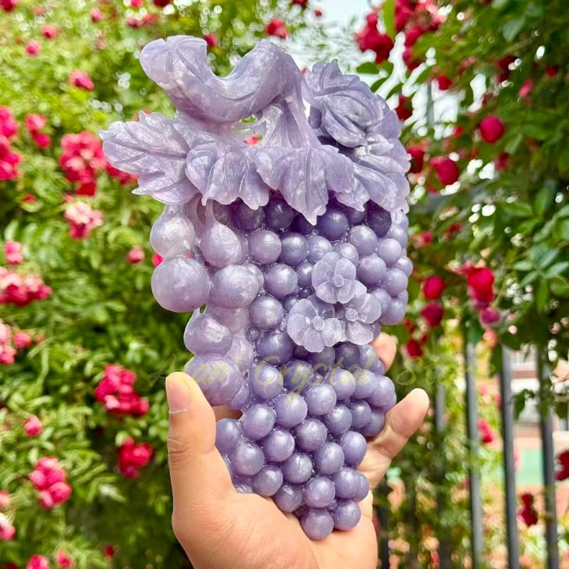 Natural Lepidolite Grape Carving