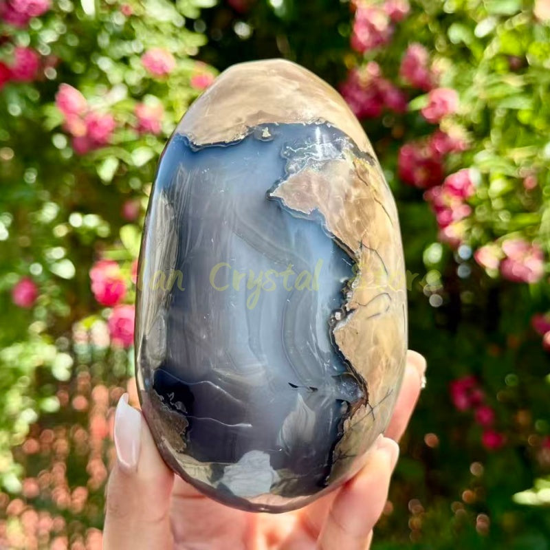 Volcano Agate Egg Carving