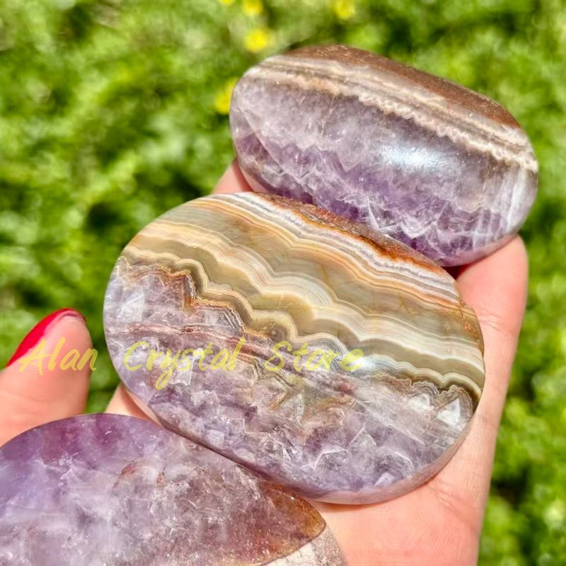 Natural Amethyst agate Palm Stone.1PC