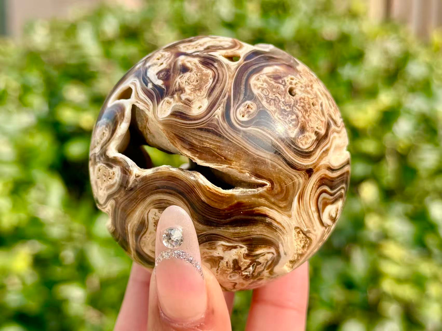 Natural Amber Calcite Sphere，High Quality Hand Carved Ball.