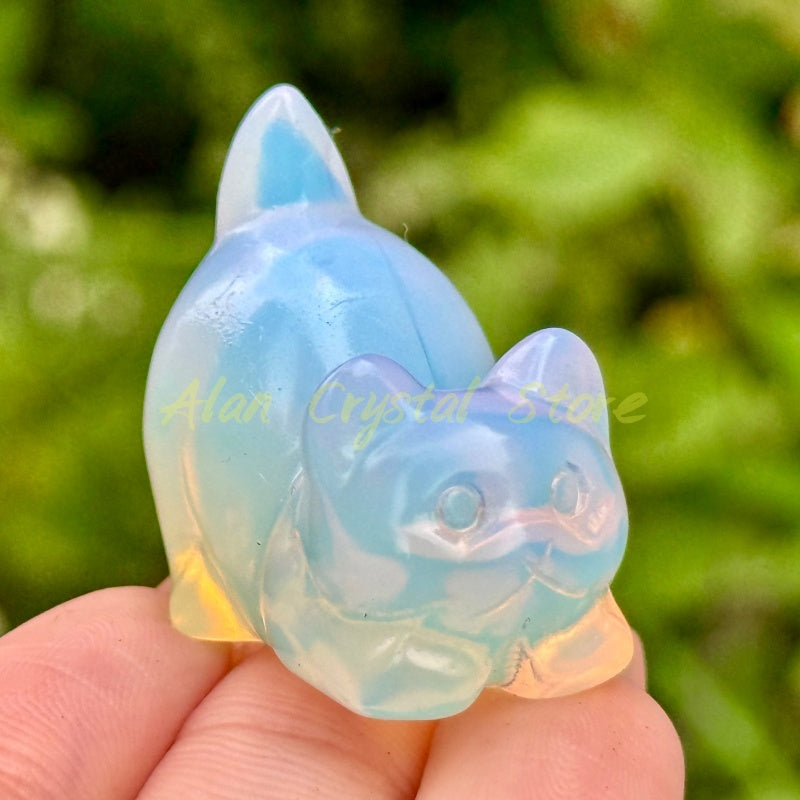 Natural Crystal Quartz Cat Carving.10PCS