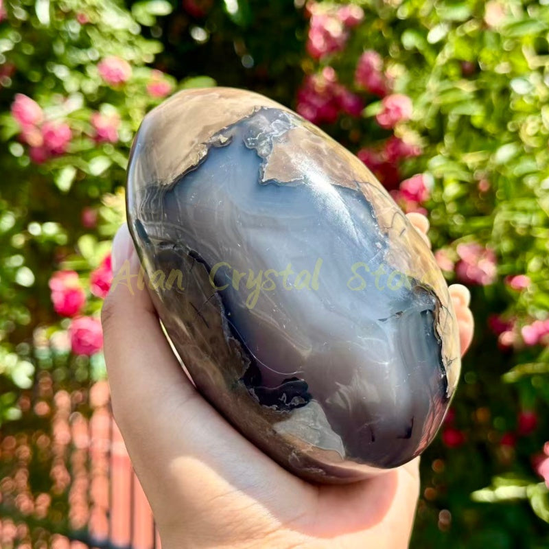 Volcano Agate Egg Carving