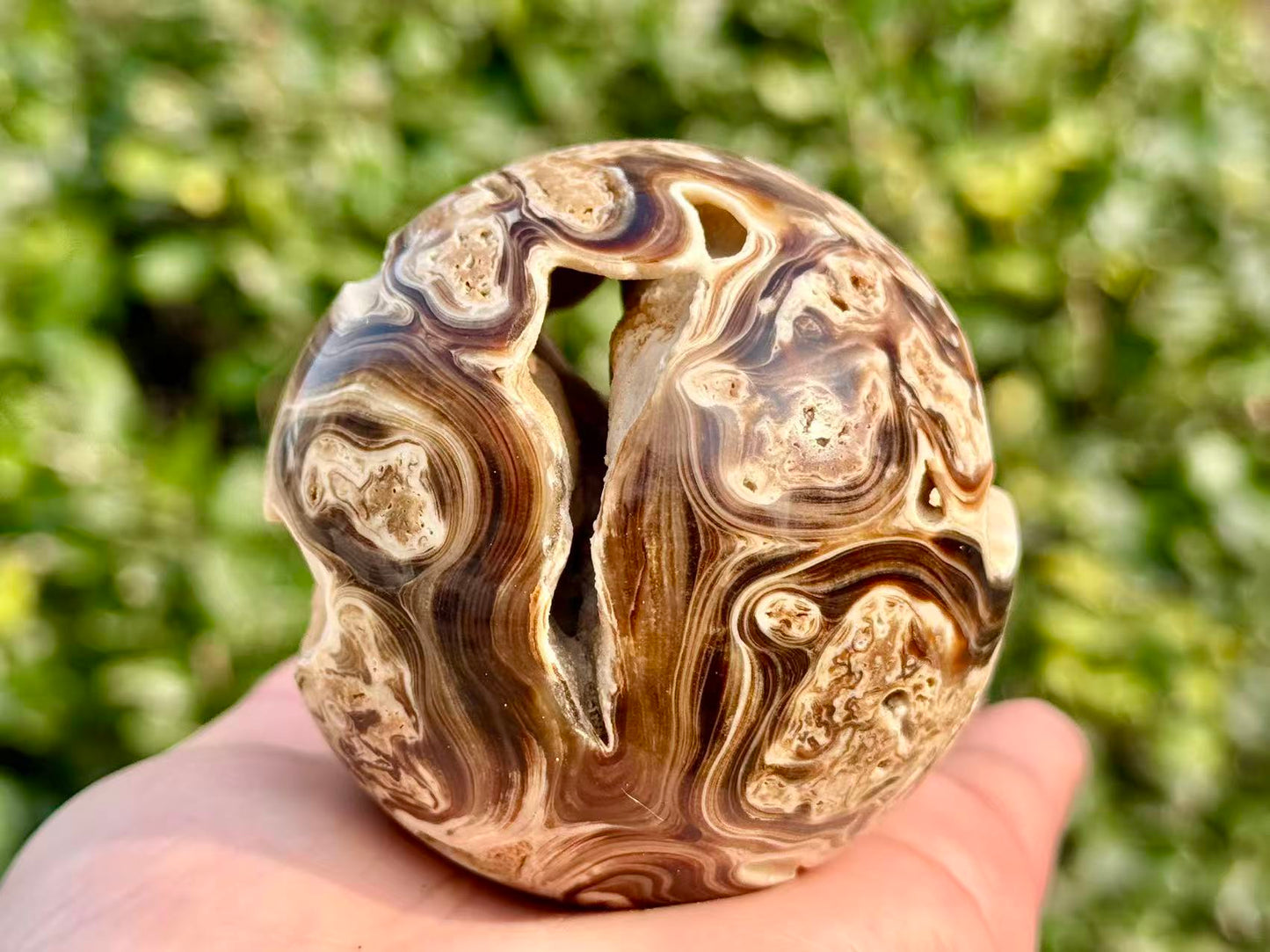 Natural Amber Calcite Sphere，High Quality Hand Carved Ball.
