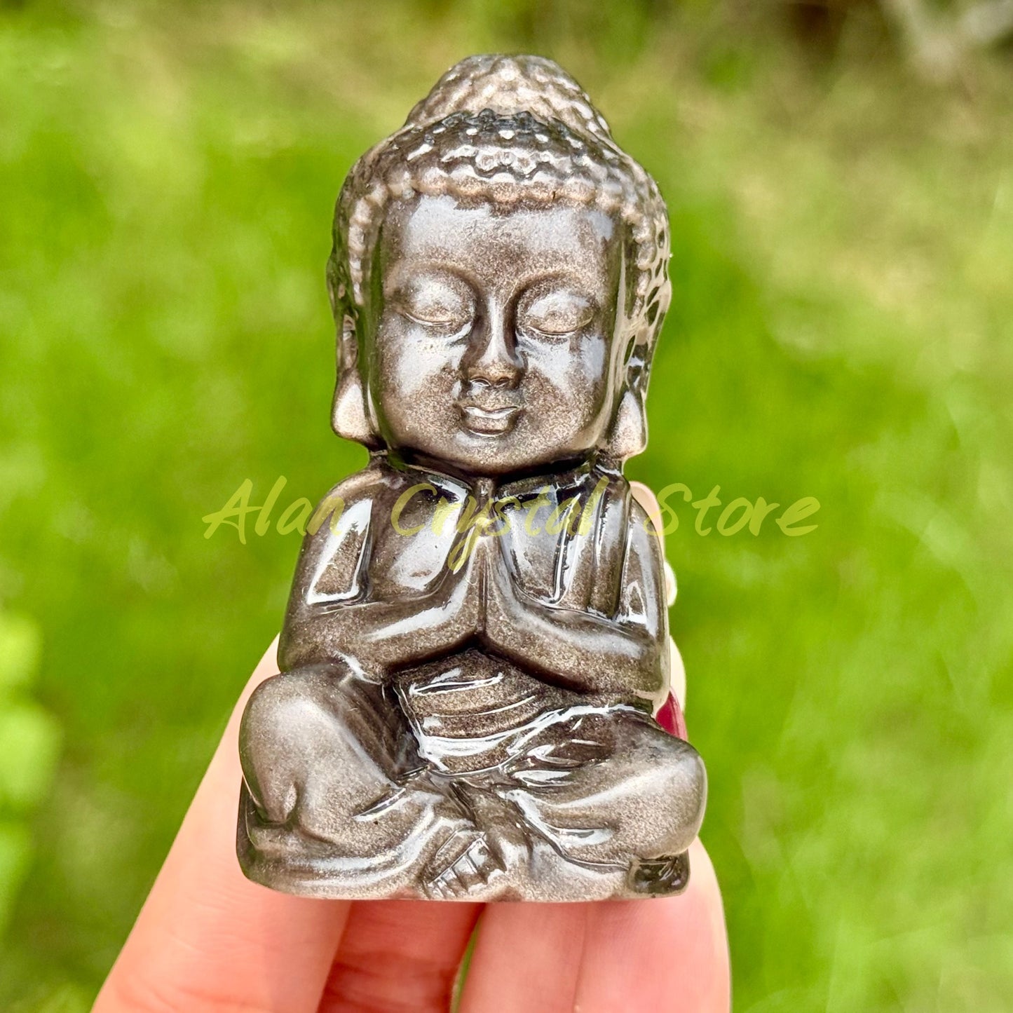Natural Silver Obsidian Buddha Carving.1PC