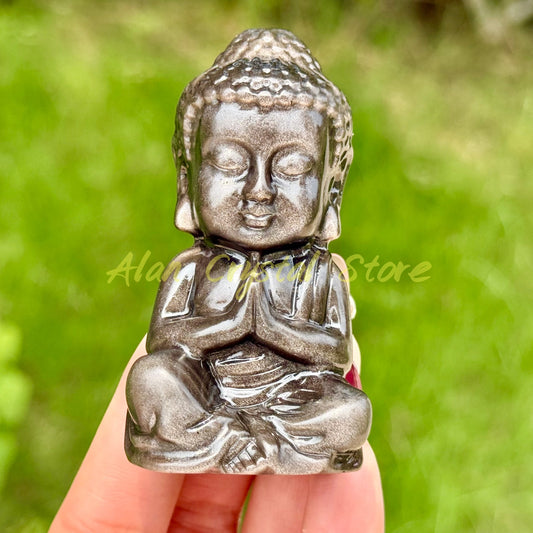 Natural Silver Obsidian Buddha Carving.1PC