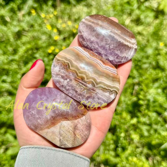 Natural Amethyst agate Palm Stone.1PC